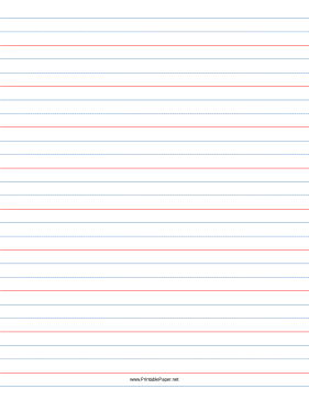 3/4 Rule, 3/8 Dotted, 3/8 Skip Handwriting Paper in Portrait Orientation Paper