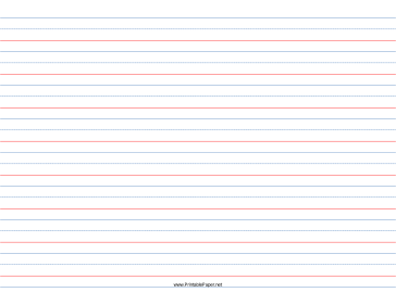 5/8 Rule, 5/16 Dotted, 5/16 Skip Handwriting Paper in Landscape Orientation Paper