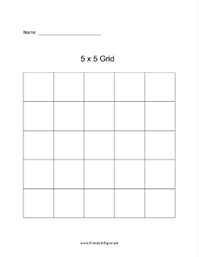 5 By 5 Grid Paper