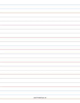 7/8 Rule, 7/16 Dotted, 7/16 Skip Handwriting Paper in Portrait Orientation Paper