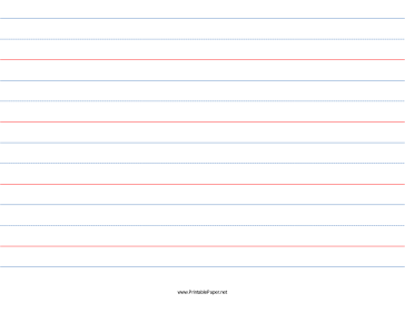 1 1/8 Rule, 9/16 Dotted, 9/16 Skip Handwriting Paper in Landscape Orientation Paper