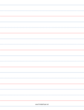 1 1/8 Rule, 9/16 Dotted, 9/16 Skip Handwriting Paper in Portrait Orientation Paper