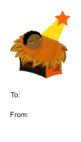 Baby Jesus in Manger (white background) Paper