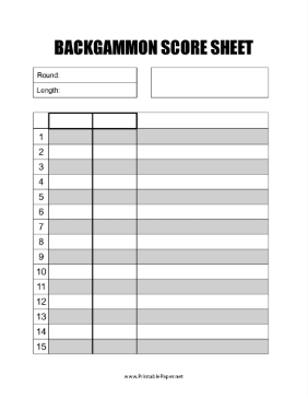 Backgammon Score Sheet Paper