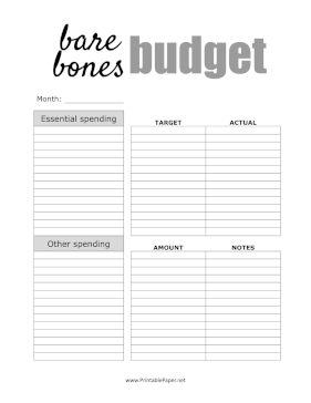 Bare Bones Budget Paper