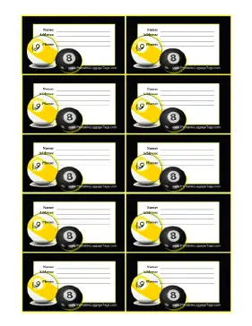 Billiards Luggage Tag Paper
