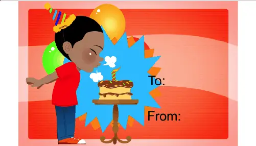 Birthday Boy Cake Candle Gift Tag Paper