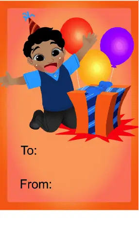 Birthday Boy Present Balloons Gift Tag Paper