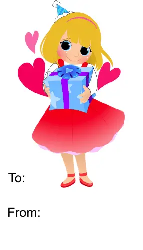 Birthday Girl Present (no background) Gift Tag Paper