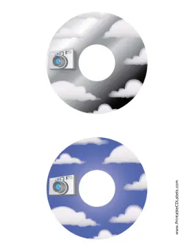 Black Blue Clouds Photography CD-DVD Labels Paper