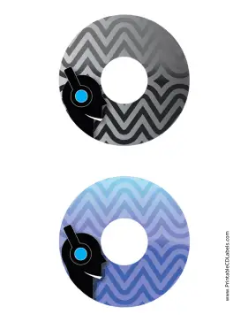 Black Blue Headphones Music CD-DVD Labels Paper