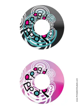 Black Pink Swirling Notes Music CD-DVD Labels Paper