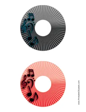 Black Red Stripes Music CD-DVD Labels Paper