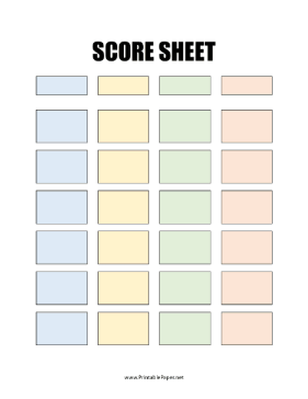Blank Basic Score Sheet Color Paper