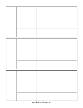 Blank Three Panel Comic Template Paper