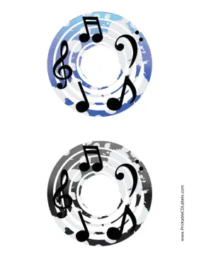 Blue Black Notes Music CD-DVD Labels Paper