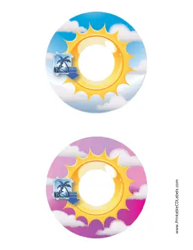 Blue Pink Sunburst Photography CD-DVD Labels Paper