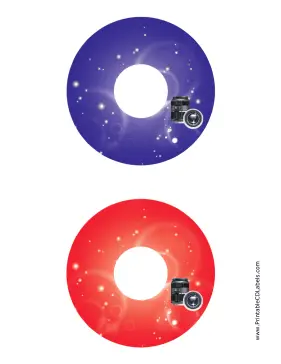 Blue Red Lenses Photography CD-DVD Labels Paper