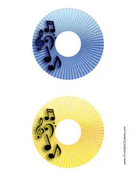Blue Yellow Stripes Music CD-DVD Labels Paper