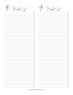 Bucket List Paper
