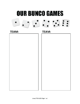 Bunco Tracker Paper