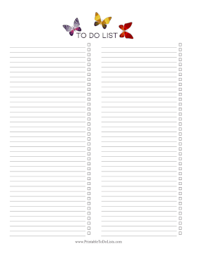 Butterfly Checklist Paper