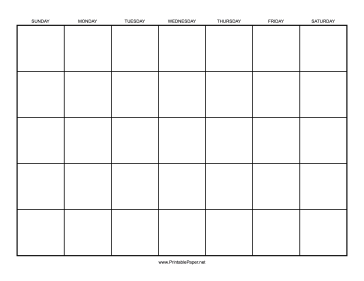 Calendar - 1 Month by Day Paper