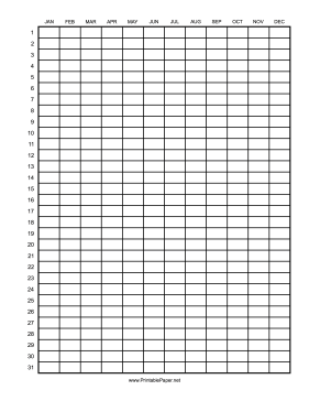 Calendar - 1 Year by Month Paper