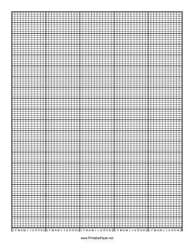 Calendar - 5 Years by Months - 100 Divisions with Index Lines Paper