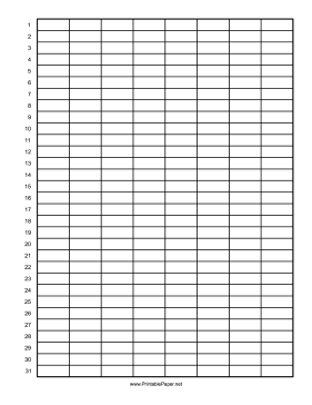 Calendar - Day by Month Paper