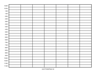 Calendar - 1 Week - Half Days by Half Hour Paper