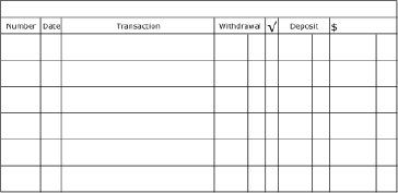 Check Register with Large Lines Paper