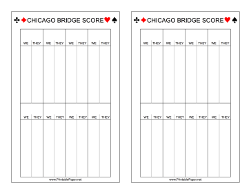 Chicago Bridge Scoresheet Paper