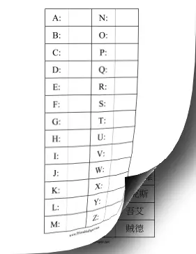 Chinese Alphabet Paper