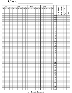 Class Attendance Paper Paper