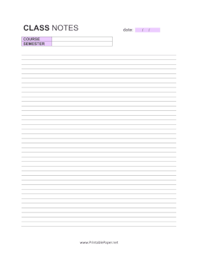 Class Notes Paper