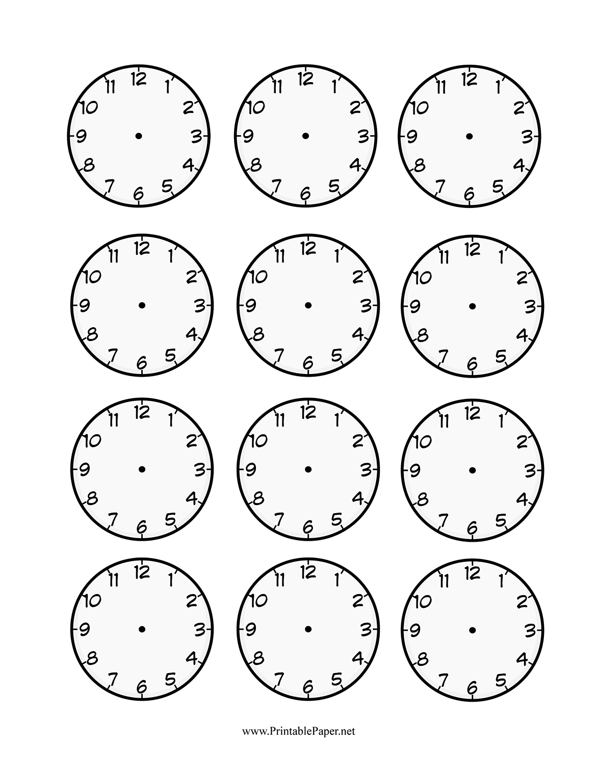 Clock Face Template Paper