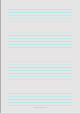 Lined Paper - Light Gray - Medium Cyan Lines - A4 Paper