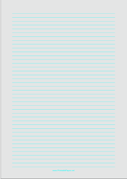 Lined Paper - Light Gray - Narrow Cyan Lines - A4 Paper