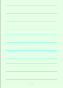 Lined Paper - Light Green - Wide Cyan Lines - A4 Paper