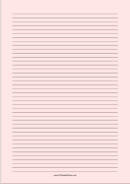 Lined Paper - Light Red - Narrow Black Lines - A4 Paper
