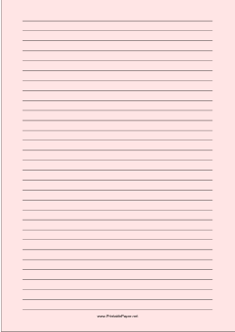 Lined Paper - Light Red - Wide Black Lines - A4 Paper