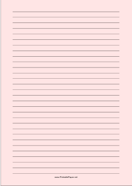 Printable Light Pink College Ruled Notebook Paper for A4 Paper