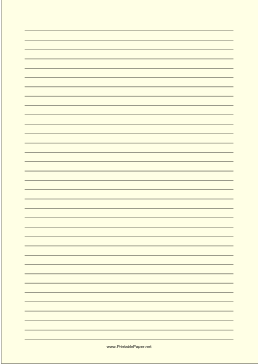 Lined Paper - Light Yellow - Medium Black Lines - A4 Paper