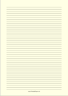Lined Paper - Light Yellow - Narrow Black Lines - A4 Paper