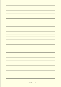Lined Paper - Light Yellow - Wide Black Lines - A4 Paper