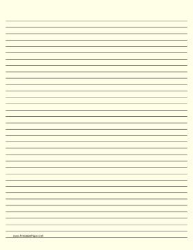 Lined Paper - Light Yellow - Medium Black Lines Paper