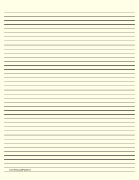 Lined Paper - Light Yellow - Narrow Black Lines Paper