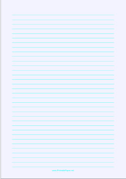 Lined Paper - Pale Blue - Medium Cyan Lines - A4 Paper