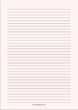 Lined Paper - Pale Red - Medium Black Lines - A4 Paper